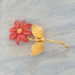 Vintage Mother Mary Flower Brooch